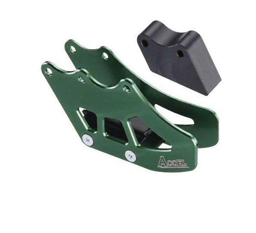 ACCEL PROWADNICA ŁAŃCUCHA KPL. KAWASAKI KX125/250 '97-'06, KXF250 '04-'05, SUZUKI RMZ 250 '04-'06 KOLOR ZIELONY