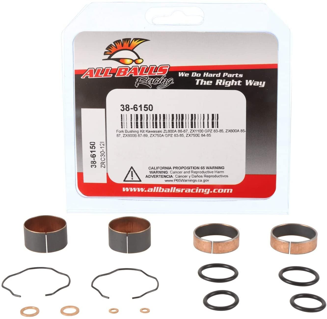 ALL BALLS ZESTAW TULEJEK (PANEWEK) ZAWIESZENIA PRZEDNIEGO Kawasaki ZL600A 86-87, ZX1100 GPZ 83-85, ZX600A 85-87, ZX600B 87-89, ZX750A GPZ 83-85, ZX750E 84-85, Suzuki GSX250R 18-24, Yamaha MT03 20-24, YZFR3 19-24